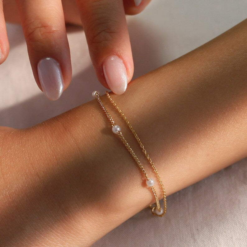 Pearl Bracelet Dainty Pearls Bracelet Bridesmaid best Gift Wedding Bracelet Birthday Gift for Her