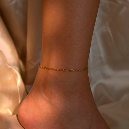 Minimalist Clip Chain Anklet: 16K Gold Plated Layering Anklet