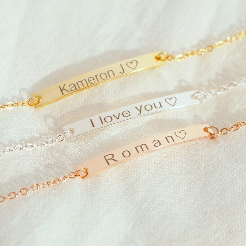 Rose Gold Personalized Bracelet: 925 Sterling Silver Nameplate