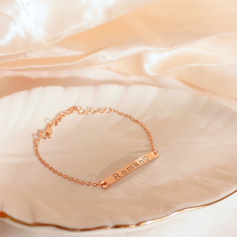 Rose Gold Personalized Bracelet: 925 Sterling Silver Nameplate