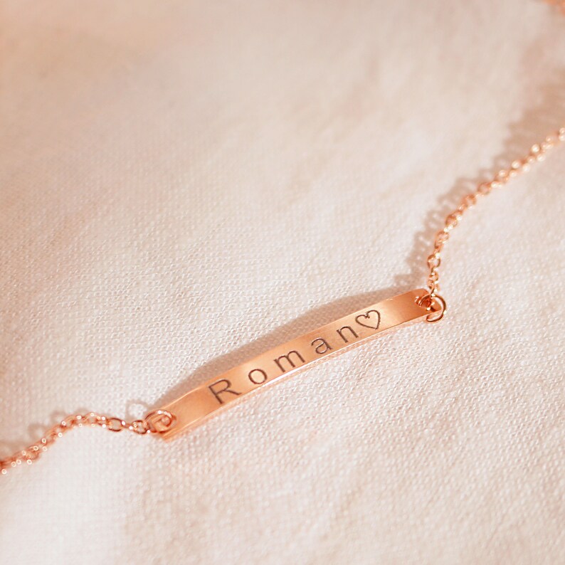 Rose Gold Personalized Bracelet: 925 Sterling Silver Nameplate