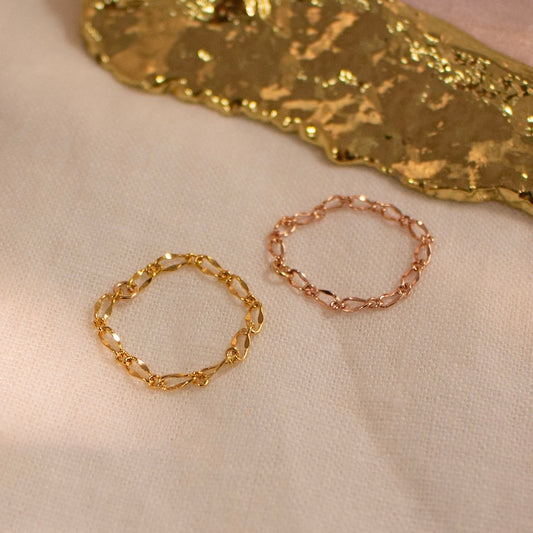Permanent chain ring 16K gold rings gift for her minimalist dainty simple gold rings Best gifts for her