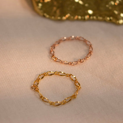 Dainty Gold Chain Ring: Minimalist 16K Plated Jewelry