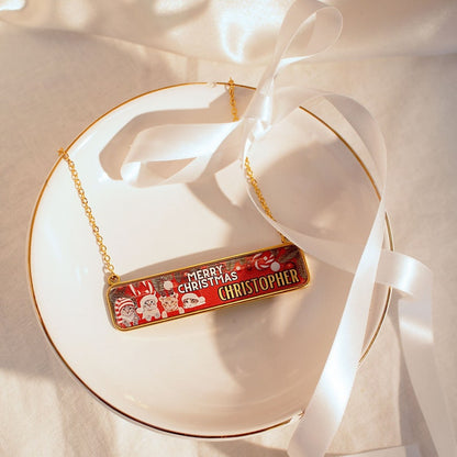 Personalized Cat Christmas Necklace: Stainless Steel Holiday Jewelry