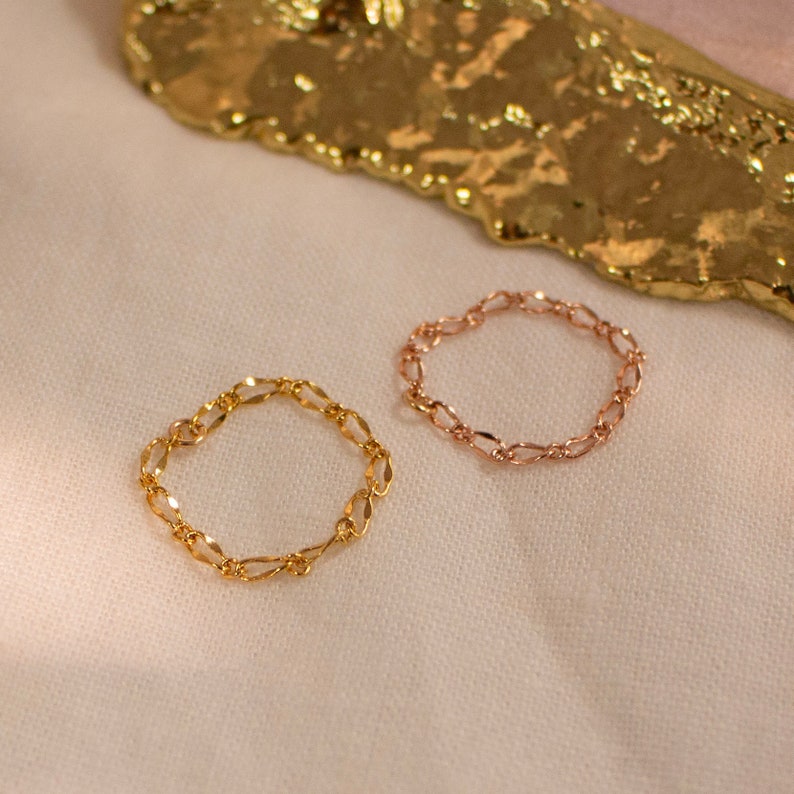 Dainty Gold Chain Ring: Minimalist 16K Plated Jewelry
