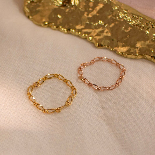 Dainty Gold Chain Ring: Minimalist 16K Plated Jewelry