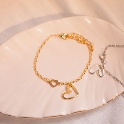 Gold Heart Bracelet: 16K Plated Love Bracelet