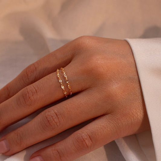 Dainty Double Chain Ring: 16K Gold Plated Minimalist Jewelry