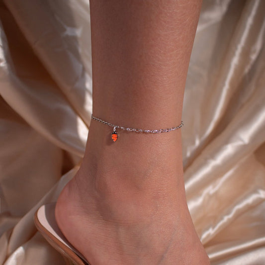 Dainty Carrot Anklet: Silver Korean Style Ankle Bracelet