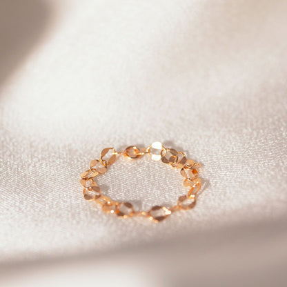 14K Gold Filled Chain Ring: Delicate Minimalist Stacking Ring