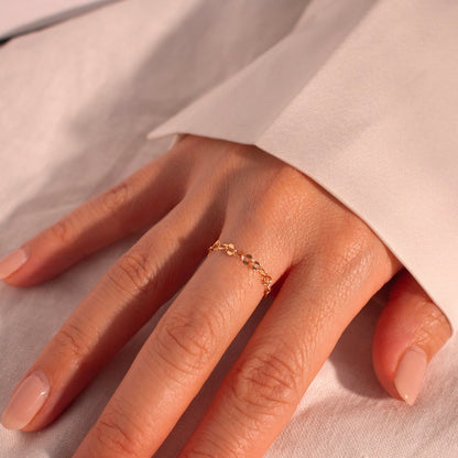 14K Gold Filled Chain Ring: Delicate Minimalist Stacking Ring