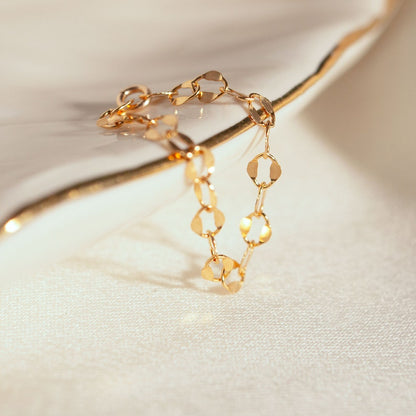 14K Gold Filled Chain Ring: Delicate Minimalist Stacking Ring
