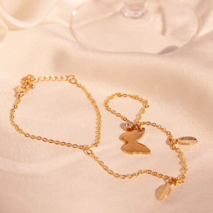 Butterfly hand chain Bracelet ring birthstone gold butterflies slave ring chain gold rings best gift for her