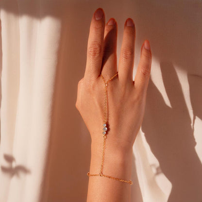 Gold cubic chain ring hand chains rings salve bracelet slave bracelets best gift for her
