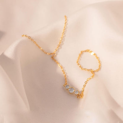 Gold cubic chain ring hand chains rings salve bracelet slave bracelets best gift for her