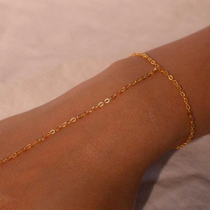 Gold Chain Bracelet for Her Dainty Link Ring Bracelet slave Bracelet Finger Chain Bracelet