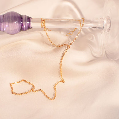 Gold Chain Bracelet for Her Dainty Link Ring Bracelet slave Bracelet Finger Chain Bracelet