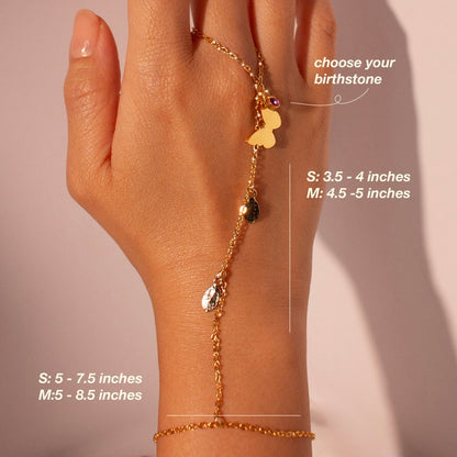 Butterfly hand chain Bracelet ring birthstone gold butterflies slave ring chain gold rings best gift for her