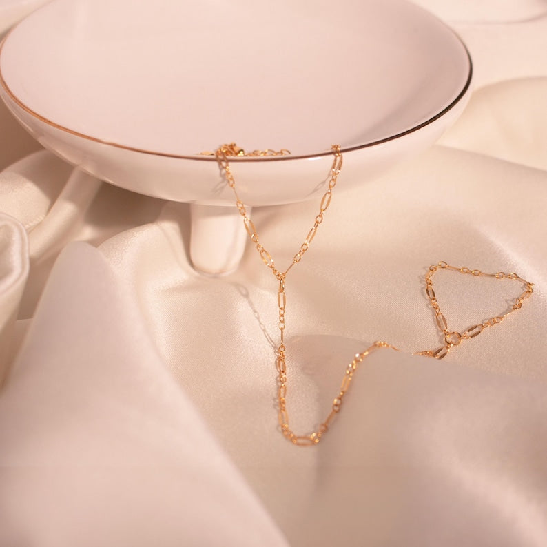 14K gold filled hand chain ring bracelet slave chain rings bracelets best gift for her gold filled bracelet