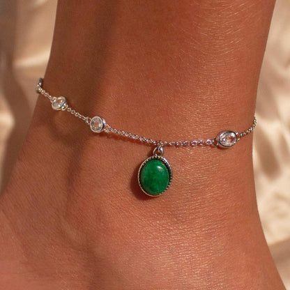 Green Onyx Gemstone Anklet: Something Blue Bridal Ankle Bracelet