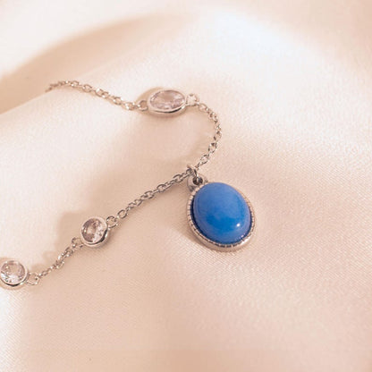 Green Onyx Gemstone Anklet: Something Blue Bridal Ankle Bracelet