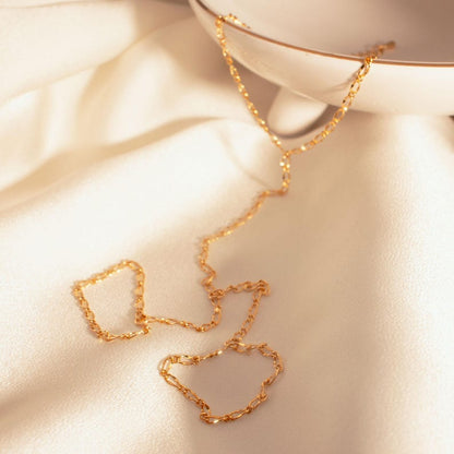16k Gold Plated Double Ring Chain Bracelet: Party Body Jewelry