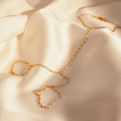 16k Gold Plated Double Ring Chain Bracelet: Party Body Jewelry