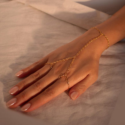 16k Gold Plated Double Ring Chain Bracelet: Party Body Jewelry