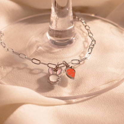 Bunny Carrot Anklet: Stainless Steel Rabbit Charm Ankle Bracelet