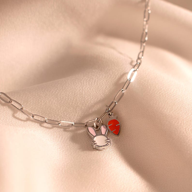 Bunny Carrot Anklet: Stainless Steel Rabbit Charm Ankle Bracelet