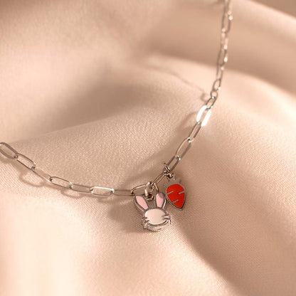 Bunny Carrot Anklet: Stainless Steel Rabbit Charm Ankle Bracelet