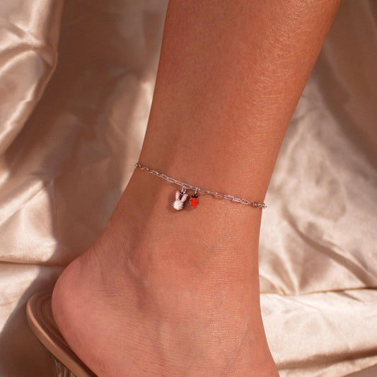 Bunny Carrot Anklet: Stainless Steel Rabbit Charm Ankle Bracelet