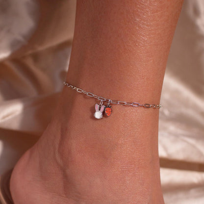 Bunny Carrot Anklet: Stainless Steel Rabbit Charm Ankle Bracelet