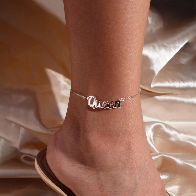 Personalized Name Anklet: Handmade 925 Sterling Silver, Made in USA