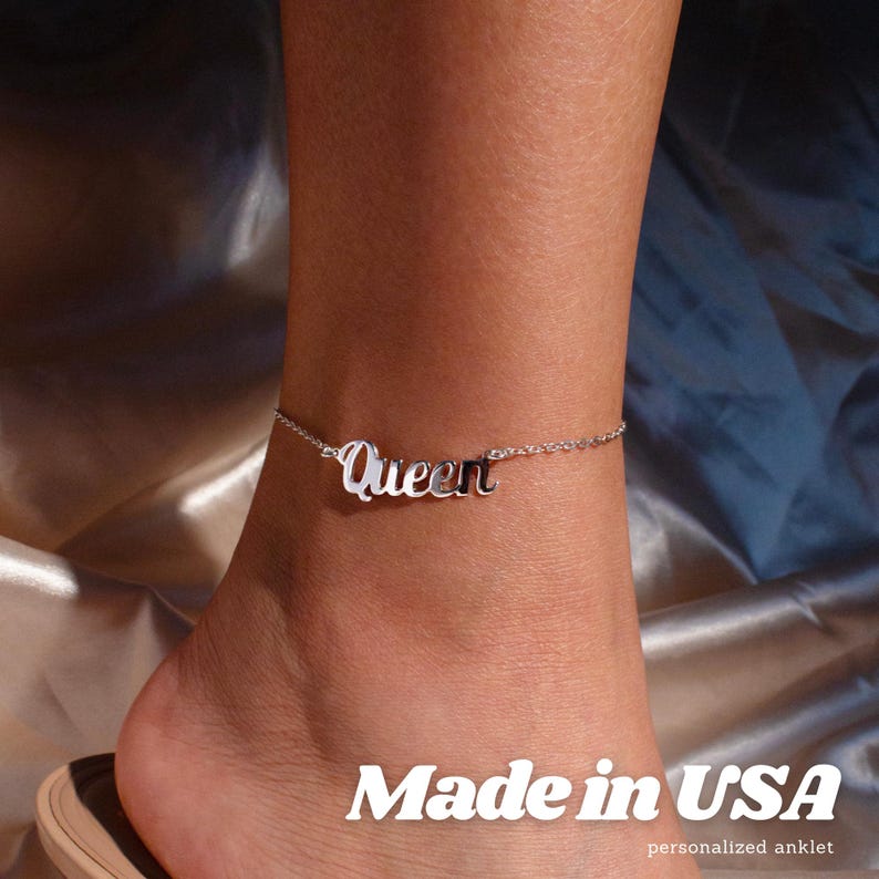 Personalized Name Anklet: Handmade 925 Sterling Silver, Made in USA