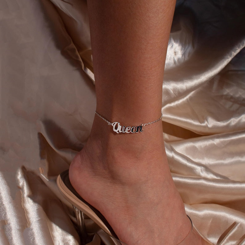 Personalized Name Anklet: Handmade 925 Sterling Silver, Made in USA