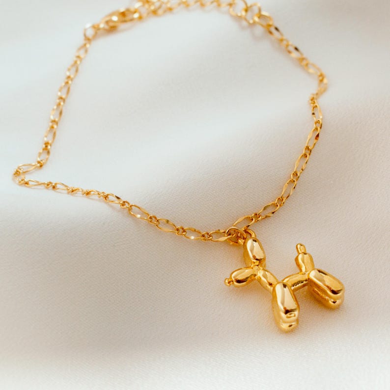 Gold Poodle Anklet: Playful Dog Ankle Bracelet