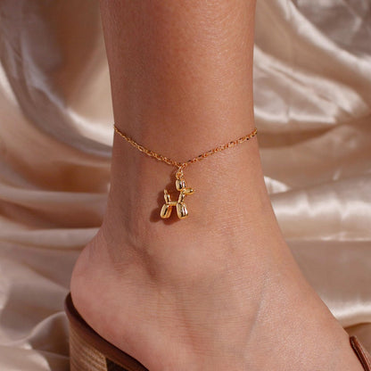 Gold Poodle Anklet: Playful Dog Ankle Bracelet