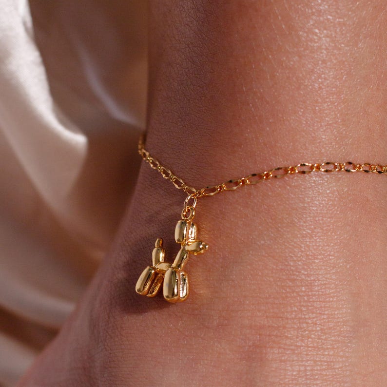 Gold Poodle Anklet: Playful Dog Ankle Bracelet