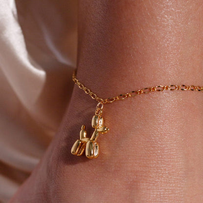 Gold Poodle Anklet: Playful Dog Ankle Bracelet