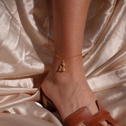 Gold Poodle Anklet: Playful Dog Ankle Bracelet