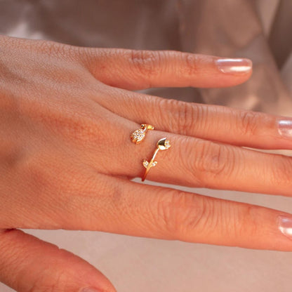 Tulip Flower Ring Adjustable 925 Sterling Silver Birthstone Personalized, Perfect Everyday Gift