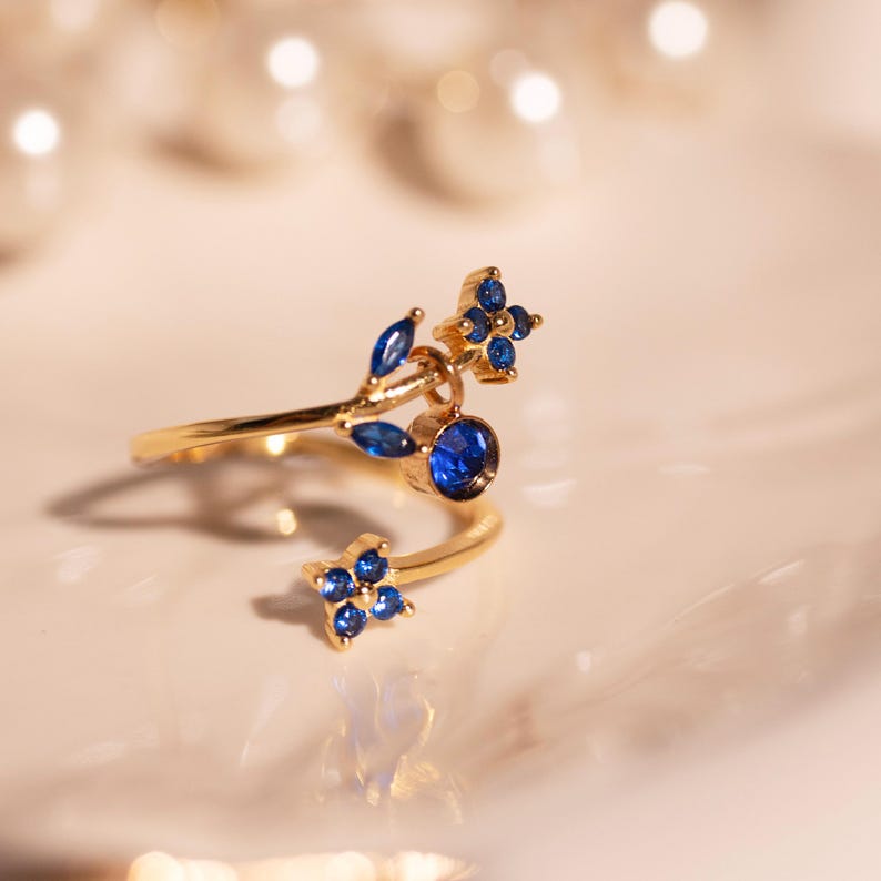 Blue Sapphire 925 Sterling Silver Ring Birth Flower Something Blue Ring for her best gift
