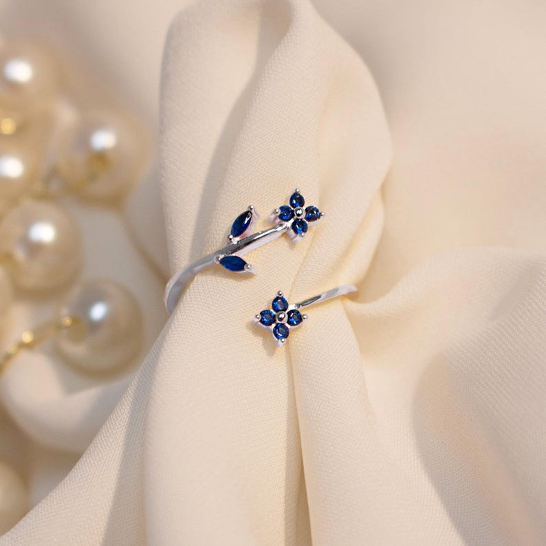 Blue Sapphire 925 Sterling Silver Ring Birth Flower Something Blue Ring for her best gift