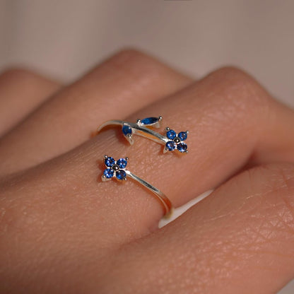 Blue Sapphire 925 Sterling Silver Ring Birth Flower Something Blue Ring for her best gift