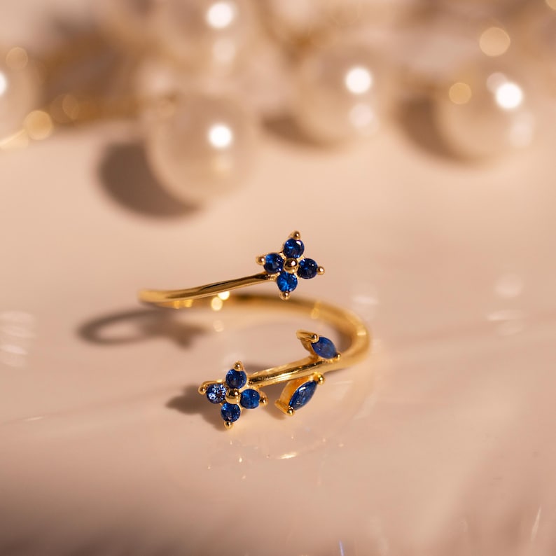 Blue Sapphire 925 Sterling Silver Ring Birth Flower Something Blue Ring for her best gift