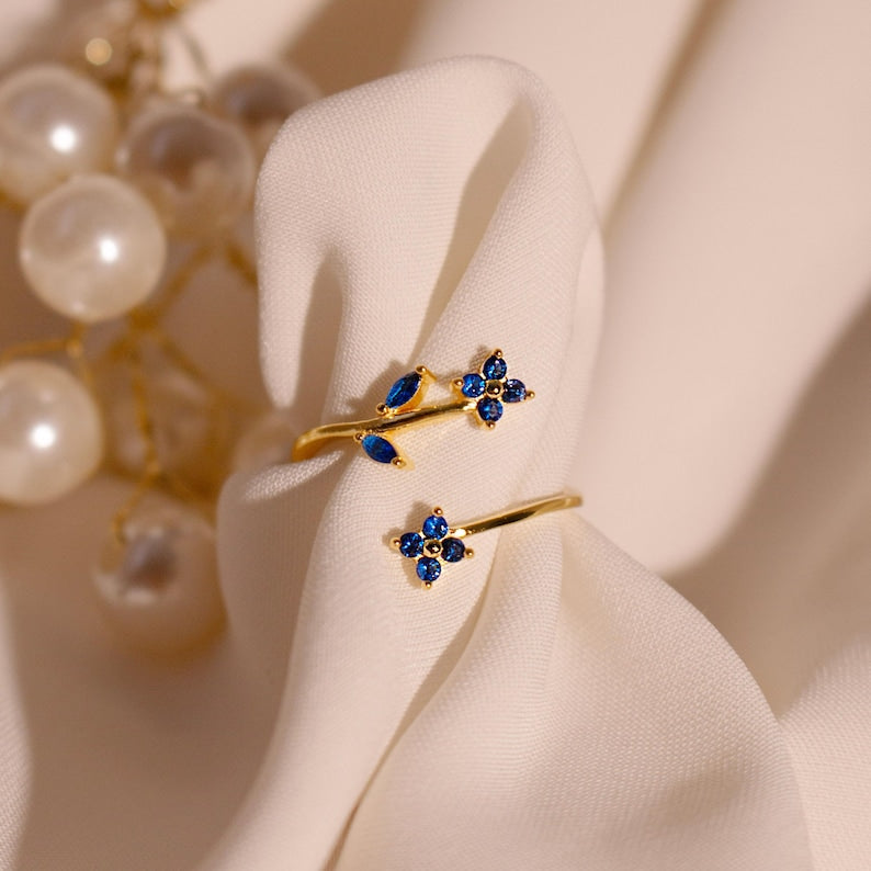 Blue Sapphire 925 Sterling Silver Ring Birth Flower Something Blue Ring for her best gift