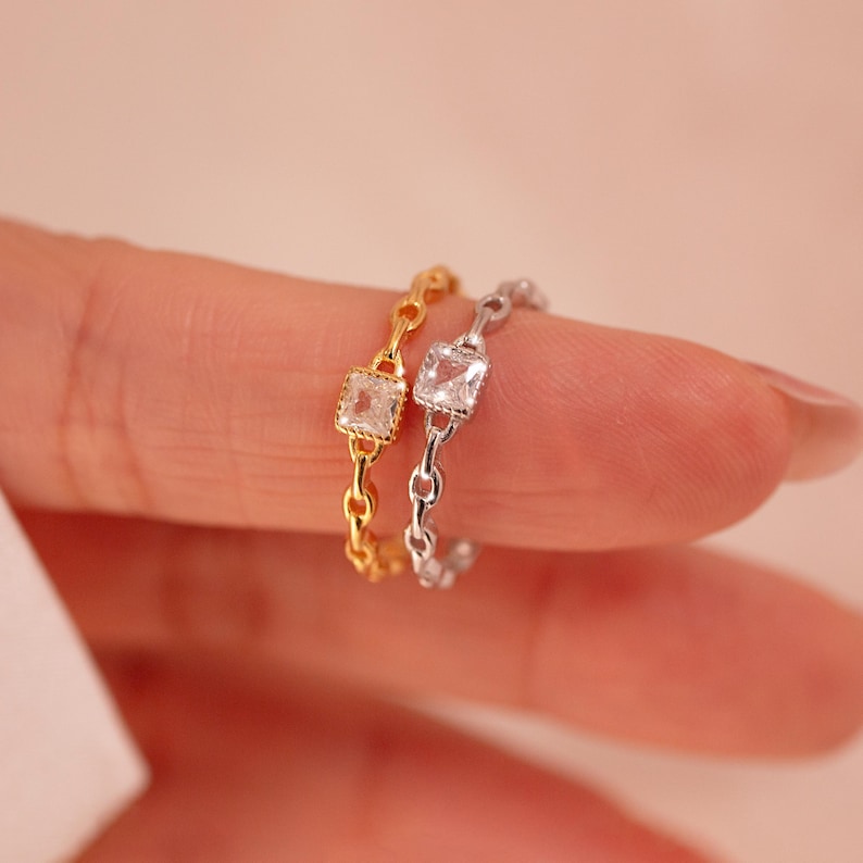 Square Ring 925 Sterling Silver Adjustable Ring - Resizable Best Gift for her