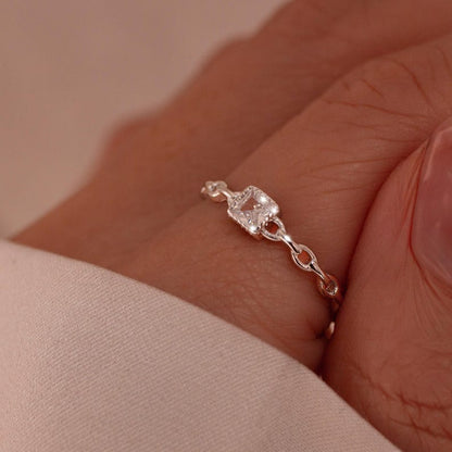 Square Ring 925 Sterling Silver Adjustable Ring - Resizable Best Gift for her