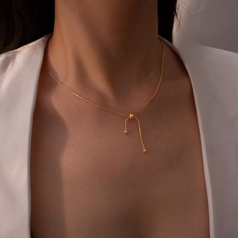 Lariat Necklace 925 Sterling Silver Personalize Gold Necklaces Best gift for her